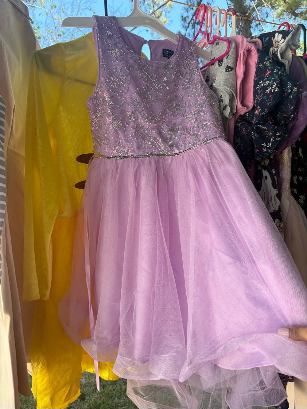 Girls' Lavender Party Dress with Glitter Bodice